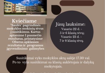 VASARIO 22-23 DIENOMIS KVIEČIAME Į TĖVŲ SUSIRINKIMUS