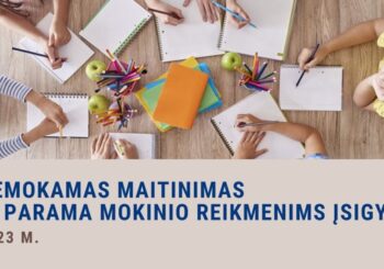 LAIKAS TEIKTI PRAŠYMUS – NEMOKAMAM MAITINIMUI IR PARAMAI MOKINIO REIKMENIMS ĮSIGYTI